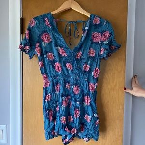 Blue floral romper